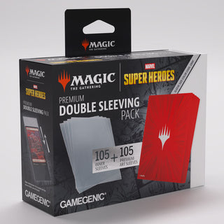 Deck Sleeves - Gamegenic - Premium Art Sleeve - MtG - Marvel Super Heroes - Premium Double Sleeving Pack - Cosmic Burst Red (105 ct.)