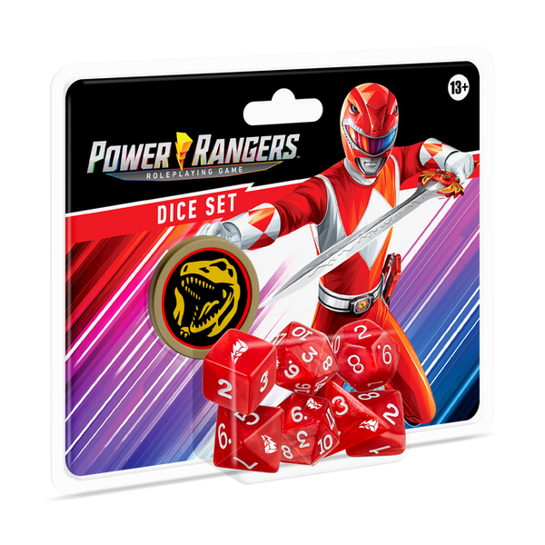 Power Rangers RPG - Dice Set (7 Ct. + Coin) - Red