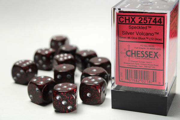 Dice - Chessex - D6 Set (12 ct.) - 16mm - Speckled - Silver Volcano