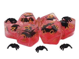 Dice - Old School - Polyhedral Set (7 ct.) - Animal Kingdom - Spider - Black w/ Red
