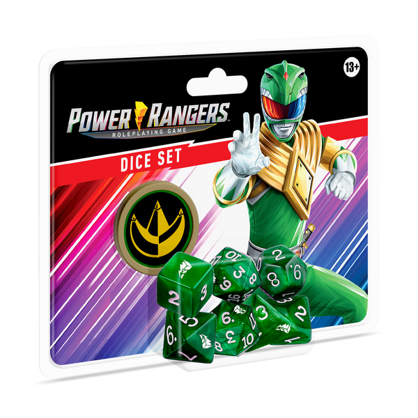 Power Rangers RPG - Dice Set (7 Ct. + Coin) - Green