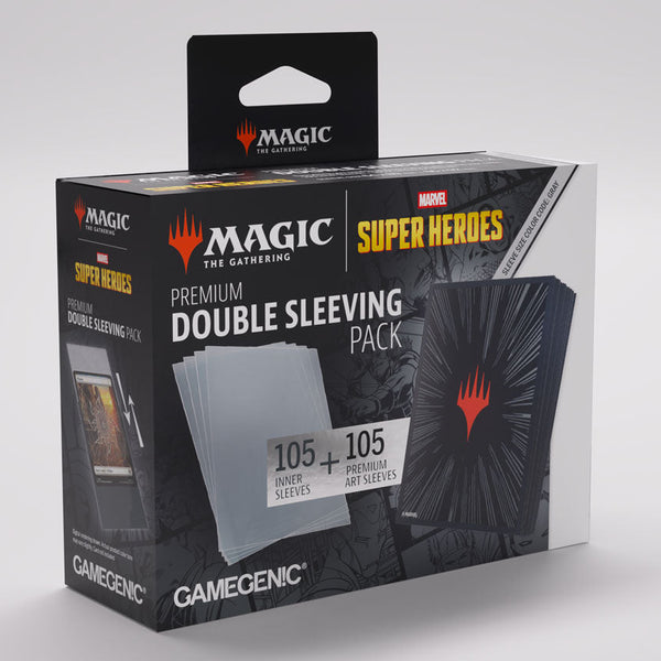 Deck Sleeves - Gamegenic - Premium Art Sleeve - MtG - Marvel Super Heroes - Premium Double Sleeving Pack - Cosmic Burst Black (105 ct.)