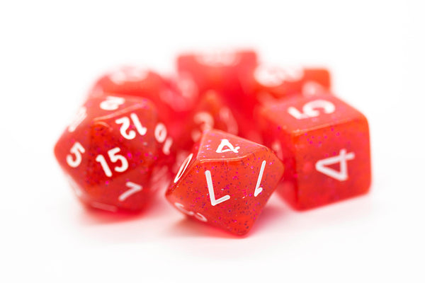 Dice - Old School - Polyhedral Set (7 ct.) - Sparkle - Translucent Red