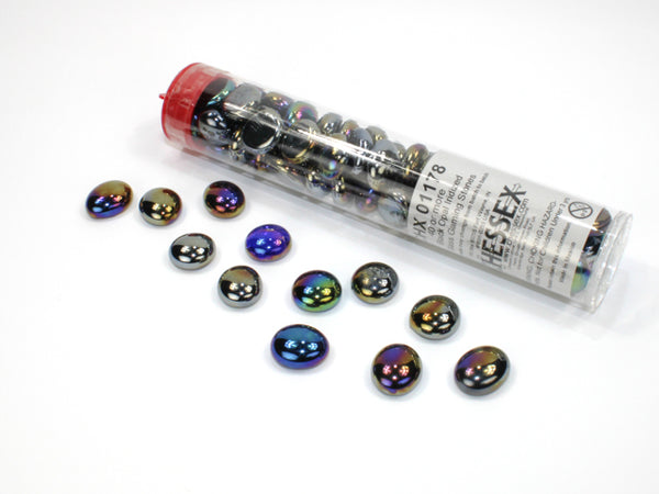 Counters - Chessex - Glass Stones - Black Opal Iridized