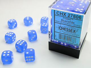 Dice - Chessex - D6 Set (36 ct.) - 12mm - Frosted - Blue/White