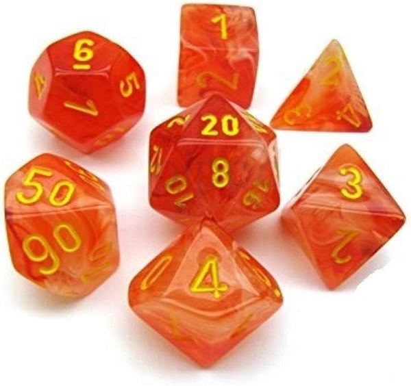 Dice - Chessex - Polyhedral Set (7 ct.) - 16mm - Ghostly Glow - Orange/Yellow