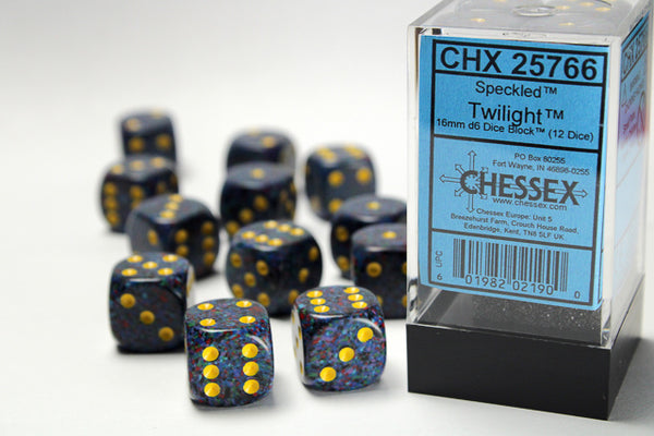 Dice - Chessex - D6 Set (12 ct.) - 16mm - Speckled - Twilight