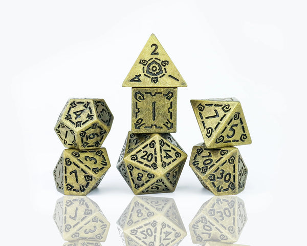 Dice - Sirius - Polyhedral RPG Set (7 ct.) - 16mm - Metal - Illusory Metal Gold