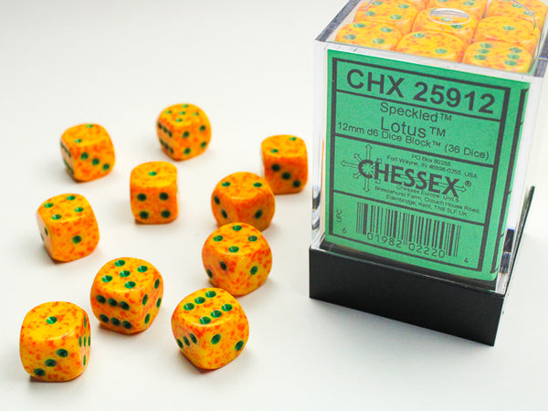 Dice - Chessex - D6 Set (36 ct.) - 12mm - Speckled - Lotus