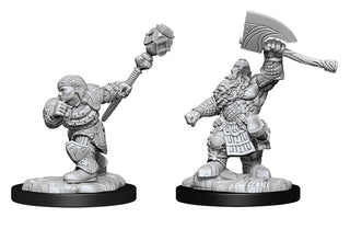 Magic: The Gathering - MTG Unpainted Miniatures - Dwarf Fighter & Dwarf Cleric