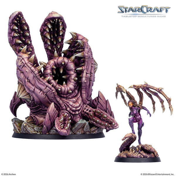 (NOT FOR SALE UNTIL 08/07/2026) StarCraft Tabletop Miniatures Game - Zerg Kerrigan & Omega Worm Expansion Set