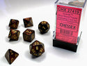 Dice - Chessex - Polyhedral Set (7 ct.) - 16mm - Scarab - Blue/Blood/Gold