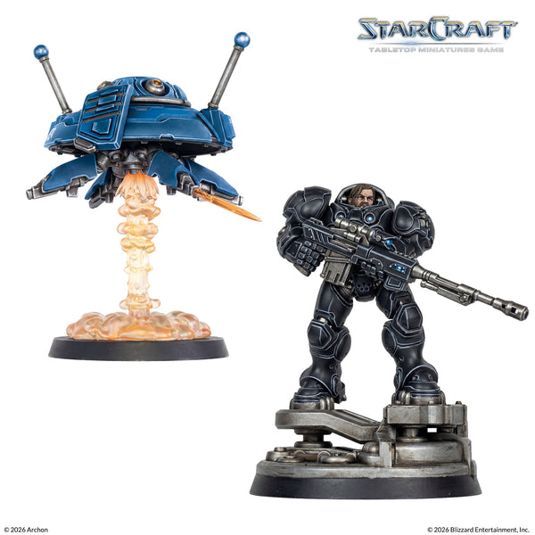 (NOT FOR SALE UNTIL 08/07/2026) StarCraft Tabletop Miniatures Game - Terran Jim Raynor & Point Defense Drone Expansion Kit