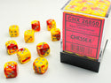Dice - Chessex - D6 Set (36 ct.) - 12mm - Gemini - Red Yellow/Silver