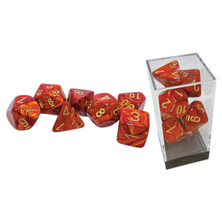 Dice - Chessex - Mega Hedrals Set (7 ct.) - Scarab - Scarlet/Gold