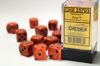 Dice - Chessex - D6 Set (12 ct.) - 16mm - Speckled - Fire