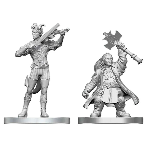 (NOT FOR SALE UNTIL 08/26/2026) D&D - Nolzur's Marvelous Unpainted Miniatures - Tiefling Bard & Dwarf Cleric