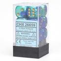 Dice - Chessex - D6 Set (12 ct.) - 16mm - Gemini - Blue/Teal/Gold
