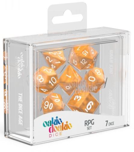 Dice - Oakie Doakie - Polyhedral RPG Set (7 ct.) - 16mm - Marble - Orange