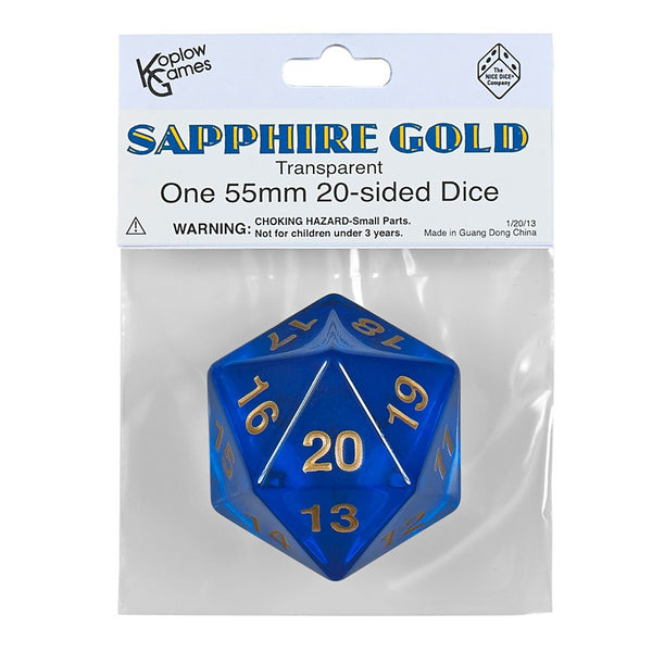 Dice - Koplow - Countdown Die - 55mm - Translucent - Sapphire/Gold
