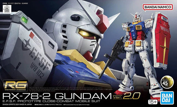 Bandai Hobby -  Mobile Suit Gundam - RG RX-78-2 Gundam Ver.2.0 1/144 Model Kit
