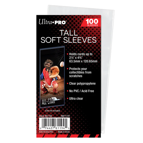 Ultra Pro - Card Storage - Soft Sleeves - 2-1/2" x 4-3/4" Tall Card Sleeves (100 ct.)