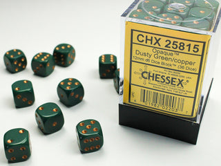 Dice - Chessex - D6 Set (36 ct.) - 12mm - Opaque - Dusty Green/Copper