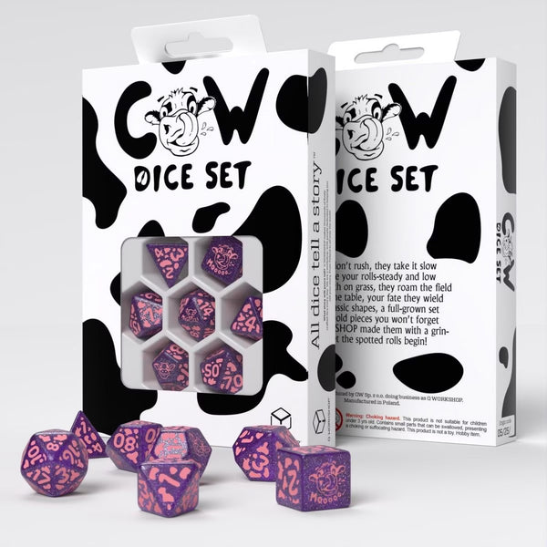 (NOT FOR SALE UNTIL 10/15/2025) Dice - Q-Workshop - Cow Dice Set - RaMOOa (7 ct.) (Copy)