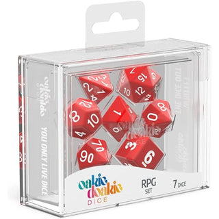 Dice - Oakie Doakie - Polyhedral RPG Set (7 ct.) - 16mm - Marble - Red