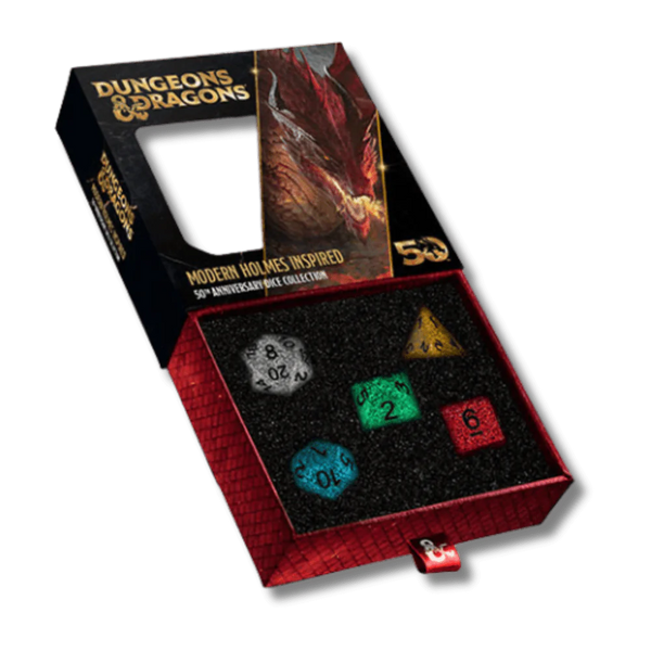 Dice - Metallic Dice Games - D&D 50th Anniversary - Modern Holmes Inspired Dice Set (5 ct.)