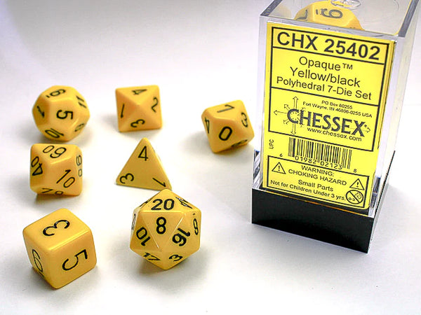 Dice - Chessex - Polyhedral Set (7 ct.) - 16mm - Opaque - Yellow/Black