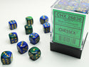 Dice - Chessex - D6 Set (36 ct.) - 12mm - Gemini - Blue-Green Gold/Black
