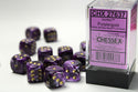 Dice - Chessex - D6 Set (12 ct.) - 16mm - Vortex - Purple/Gold/Black