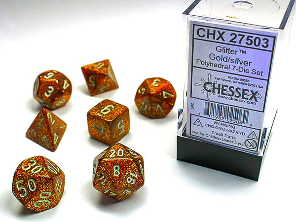 Dice - Chessex - Polyhedral Set (7 ct.) - 16mm - Glitter - Gold/Silver