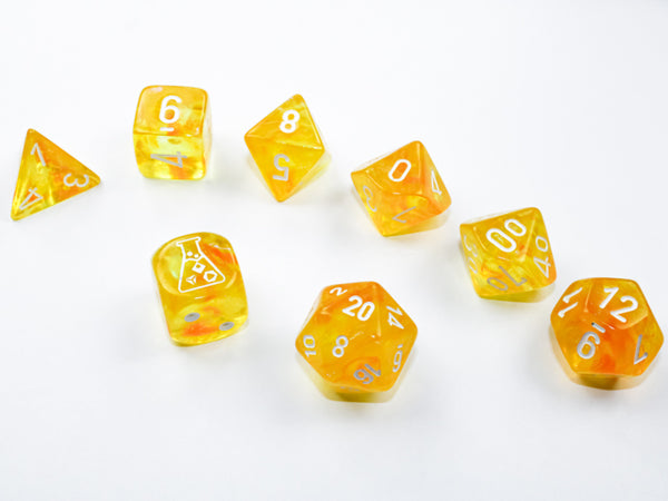 Dice - Chessex - Polyhedral Set (8 ct.) - 16mm - Lab Dice - Borealis - Canary/White