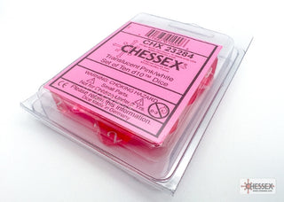 Dice - Chessex - D10 Set (10 ct.) - 16mm - Translucent - Pink/White