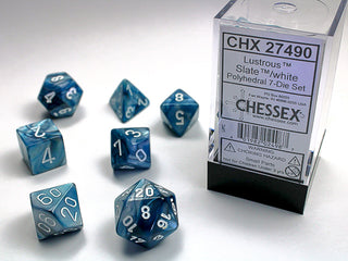 Dice - Chessex - Polyhedral Set (7 ct.) - 16mm - Lustrous - Slate/White