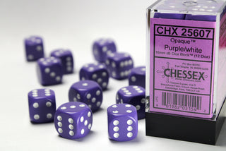 Dice - Chessex - D6 Set (12 ct.) - 16mm - Opaque - Purple/White