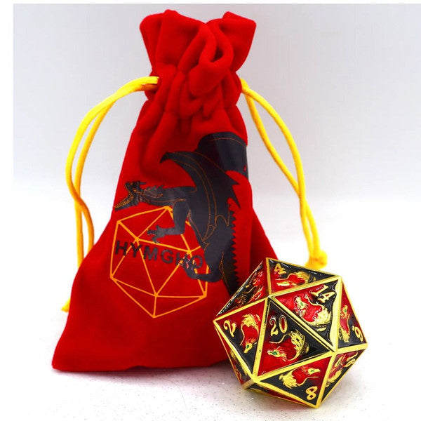 Dice - Hymgho - D20 45mm - Dragon: Red/Black with Gold