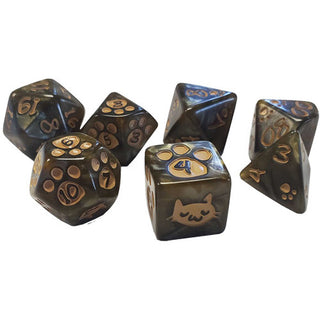 Dice - Steve Jackson Games - Polyhedral Set (7 ct.) - 16mm - Kitten - Brown