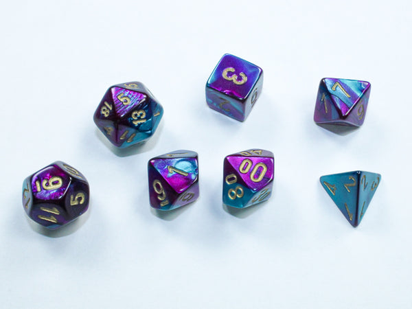 Dice - Chessex - Mini-Polyhedral Set (7 ct.) - Gemini - Purple/Teal/Gold