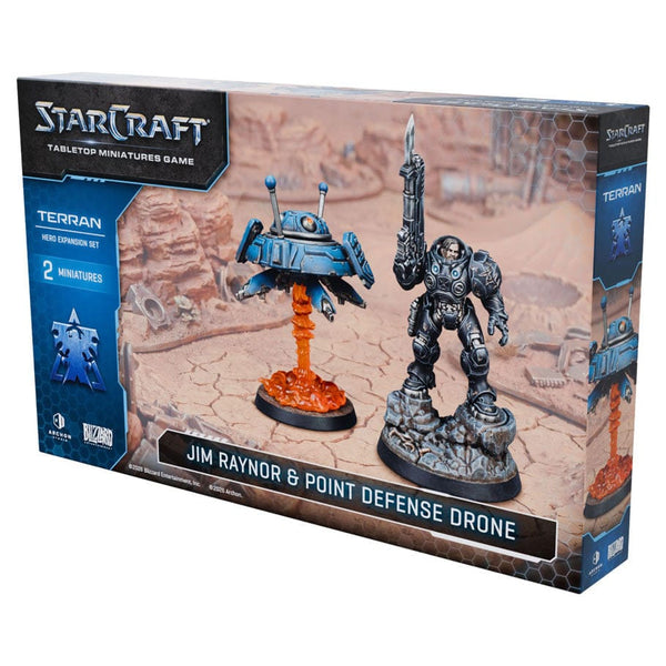 (NOT FOR SALE UNTIL 08/07/2026) StarCraft Tabletop Miniatures Game - Terran Jim Raynor & Point Defense Drone Expansion Kit