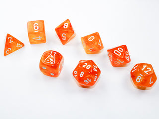 Dice - Chessex - Polyhedral Set (8 ct.) - 16mm - Lab Dice - Borealis - Blood Orange/White