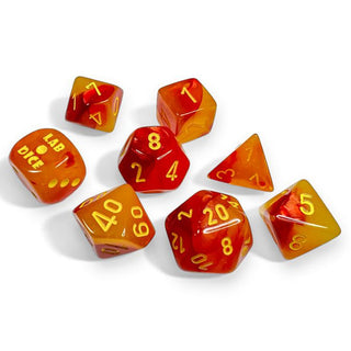 Dice - Chessex - Polyhedral Set (7 ct.) - 16mm - Gemini - Gellow Luminary - Red/yellow