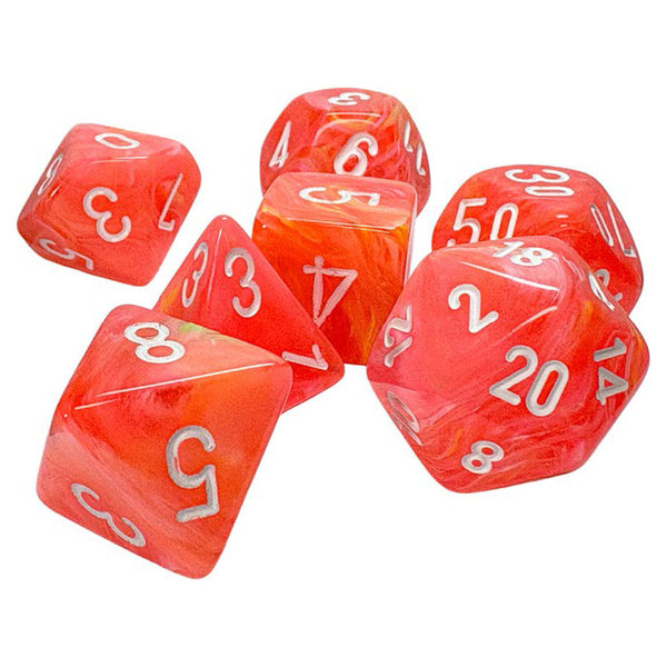 Dice - Chessex - Mega Hedrals Set (7 ct.) - Festive - Dahlia/White