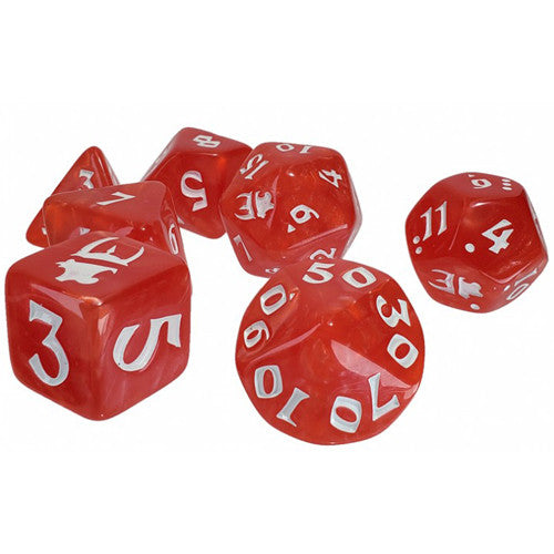 Dice - Steve Jackson Games - Polyhedral Set (7 ct.) - 16mm - Red/White