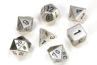 Dice - Chessex - Polyhedral Set (7 ct.) - 16mm - Solid Metal - Silver