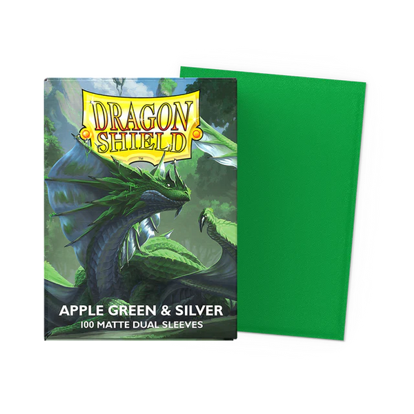 Deck Sleeves - Dragon Shield - Matte Dual - Apple Green & Silver (100 Ct.)