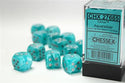 Dice - Chessex - D6 Set (12 ct.) - 16mm - Cirrus - Aqua/Silver