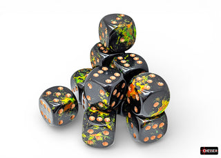 Dice - Chessex - D6 Set (12 ct.) - 16mm - Brush Deep Forest/Gold